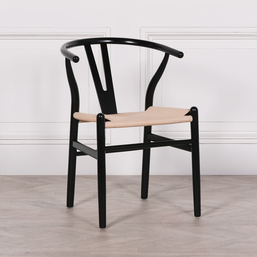 Black Wooden Round Column Dining Table With 4 Chairs