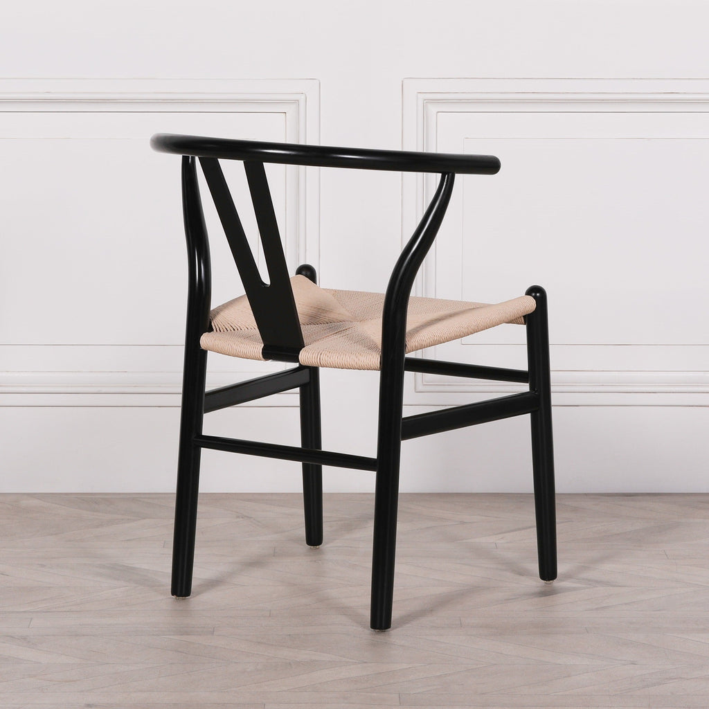 Black Painted Acacia Fluted Oval Dining Table With 6 Chairs