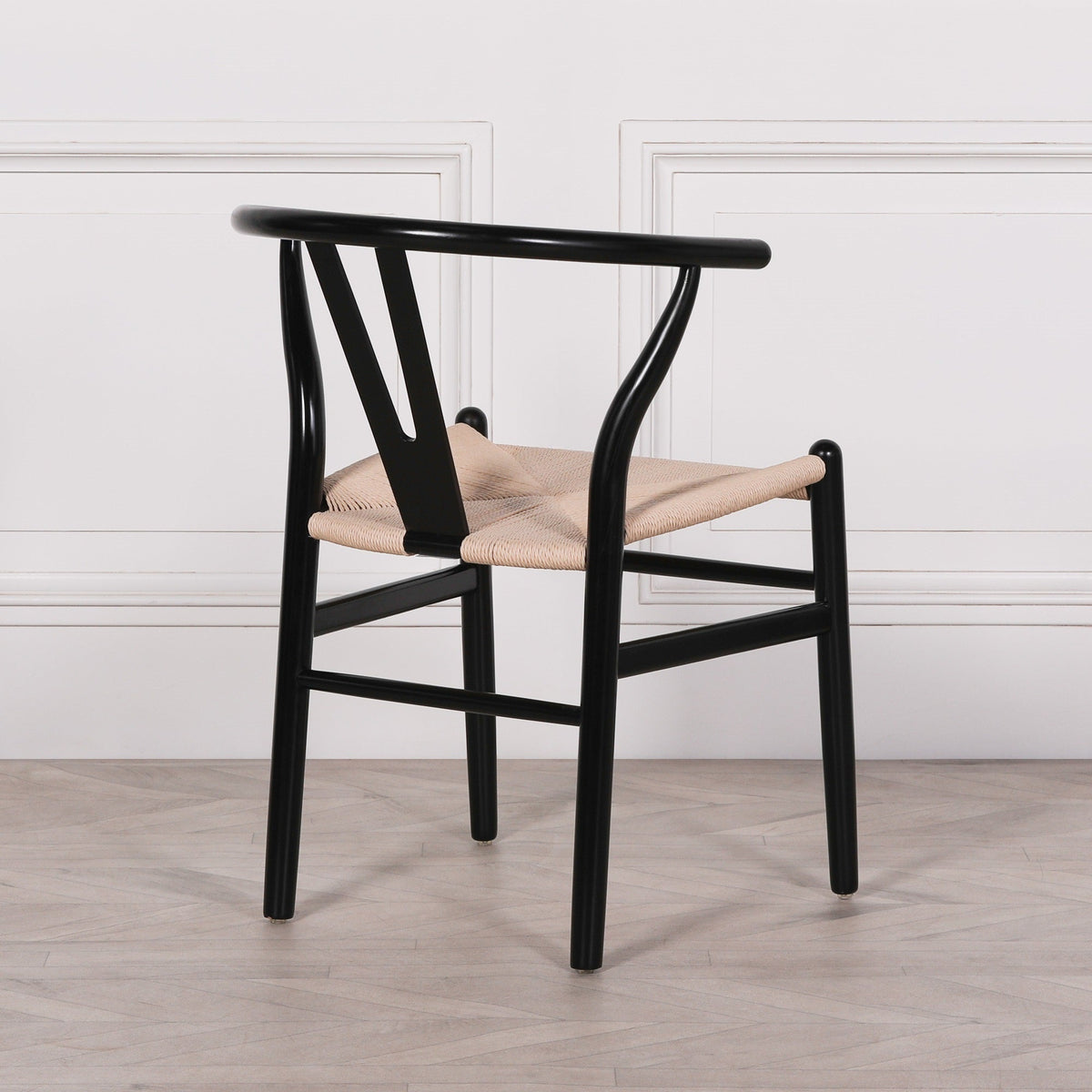 Black Painted Acacia Fluted Oval Dining Table With 6 Chairs