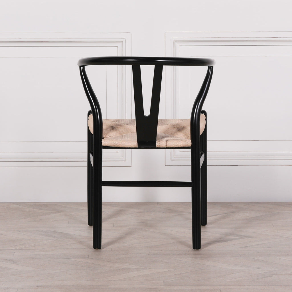 Black Wooden Round Column Dining Table With 4 Chairs