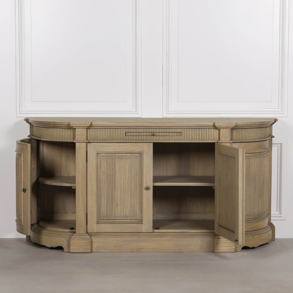 Rustic Wooden Fluted Buffet Sideboard