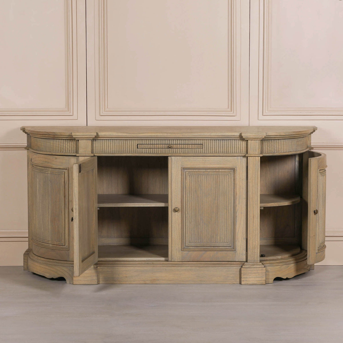 Rustic Wooden Fluted Buffet Sideboard