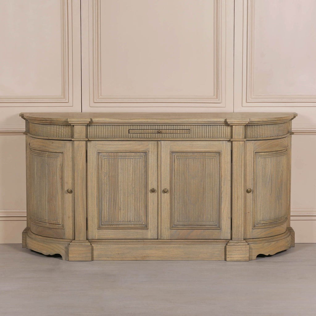 Rustic Wooden Fluted Buffet Sideboard
