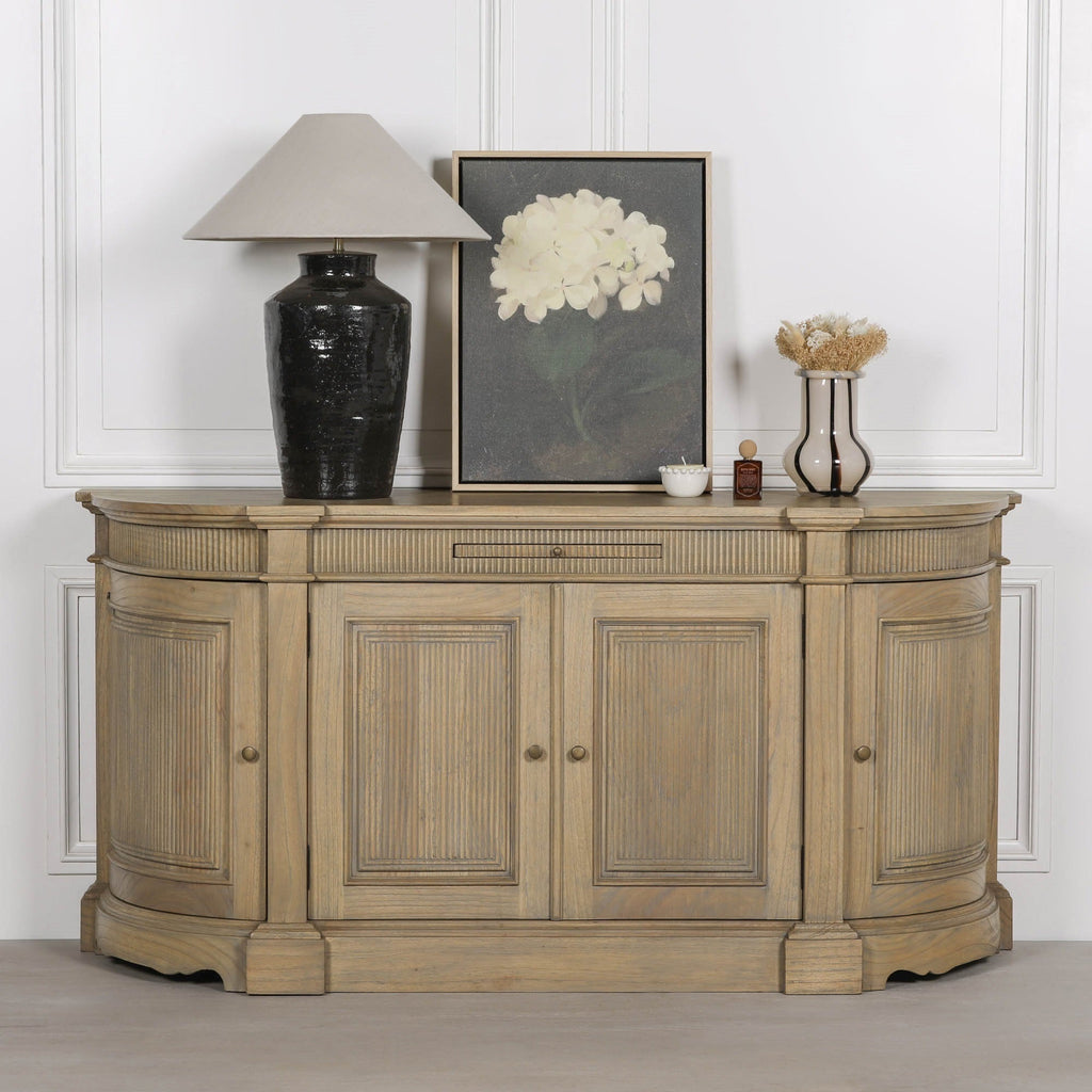 Rustic Wooden Fluted Buffet Sideboard