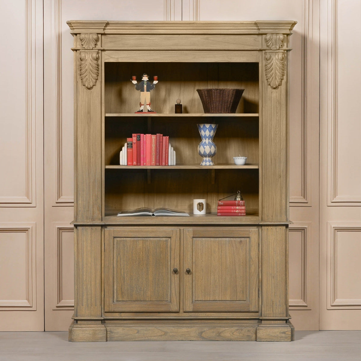 Large Rustic Open Bookcase