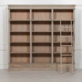 Large Rustic Wooden Bookcase with Ladder