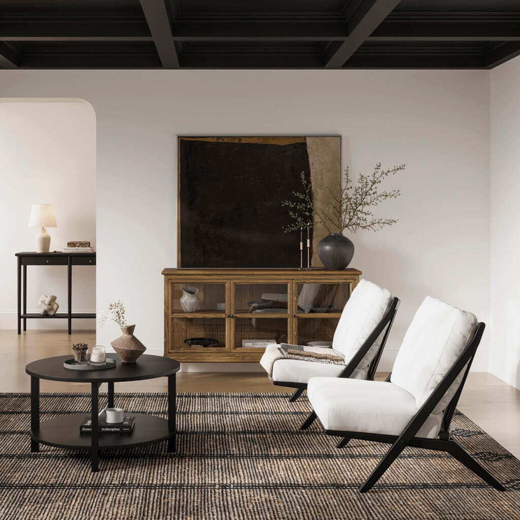Black Round Wooden Coffee Table