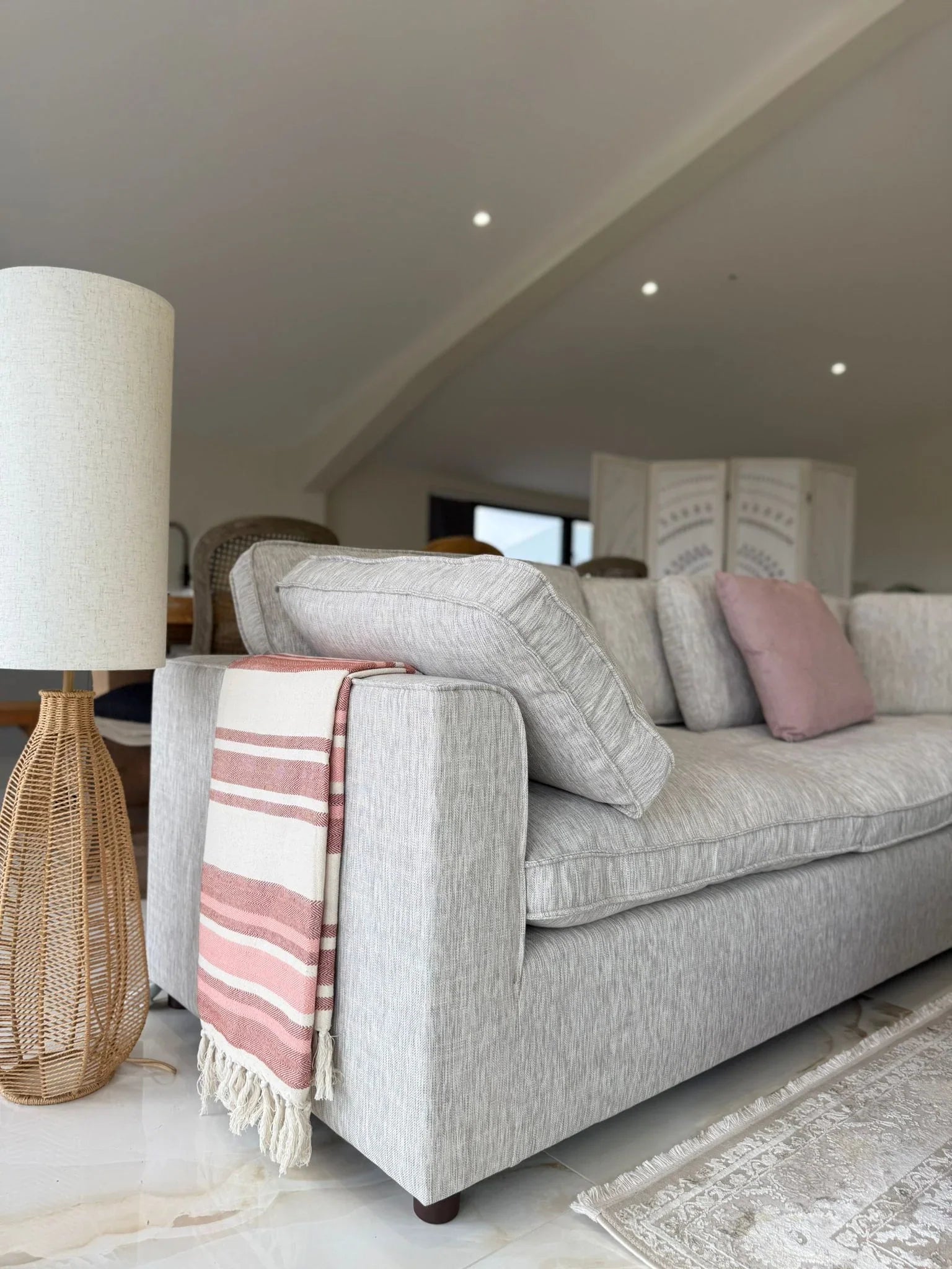 Santorini Large Corner Sofa with Footstool in Grey