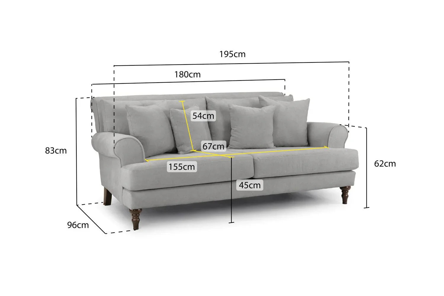 Summer 3 Seater Sofa In Grey