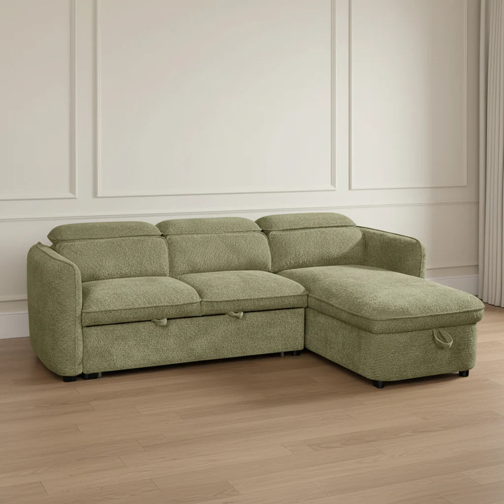 capri universal corner sofa bed in green heritage home uk