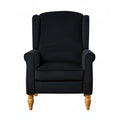 Black Velvet Armchair with Reclining Back Function and Oak Legs
