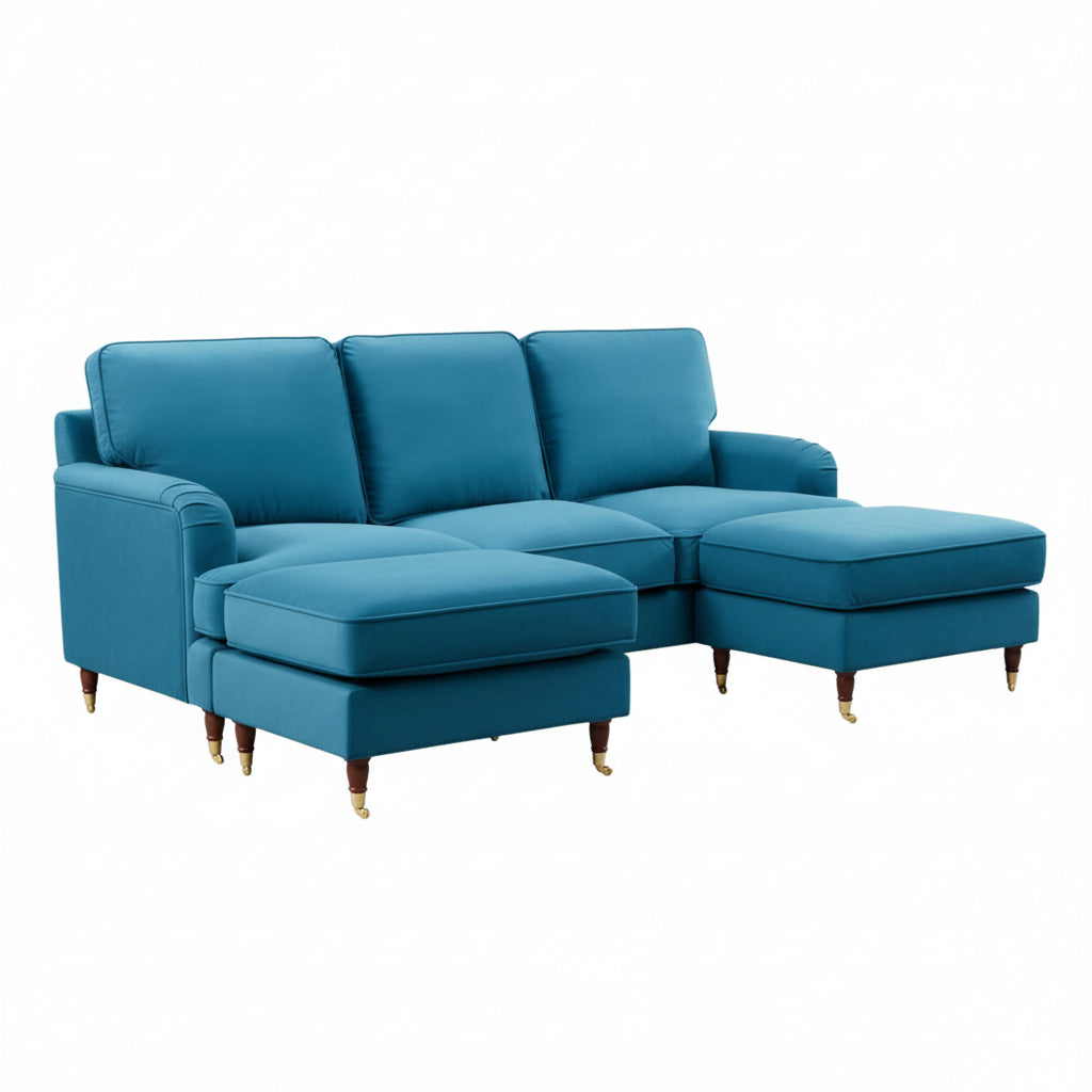 Teal Velvet U Shape Sofa