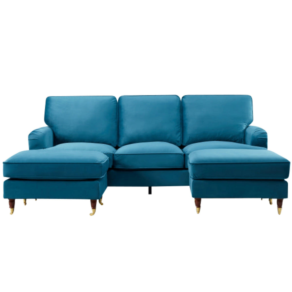 Teal Velvet U Shape Sofa