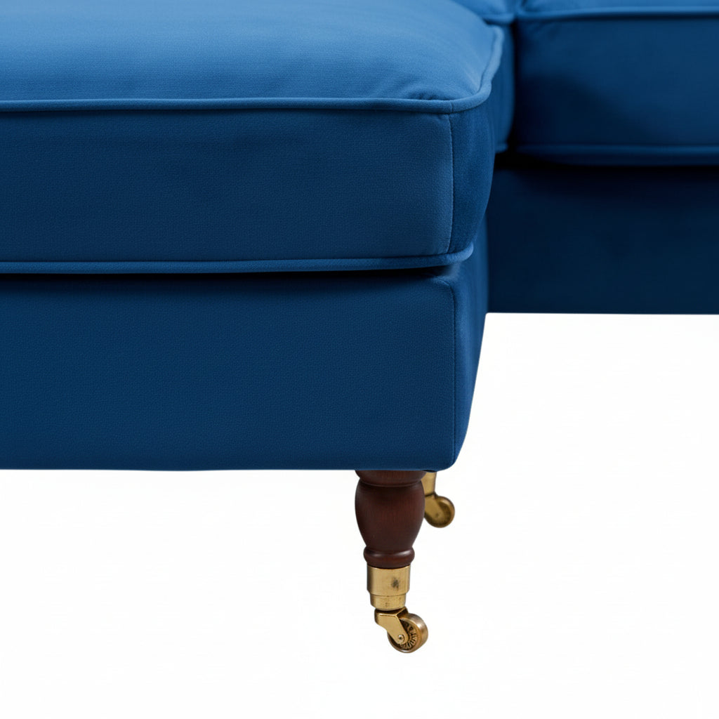 Royal Blue Velvet U Shape Sofa