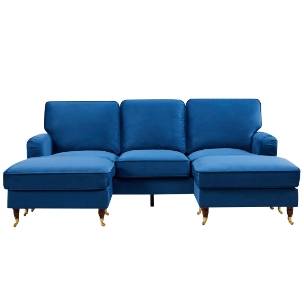 Royal Blue Velvet U Shape Sofa