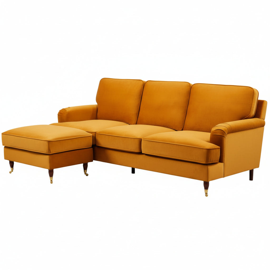 Universal L Shape Corner Sofa in Burnt Orange