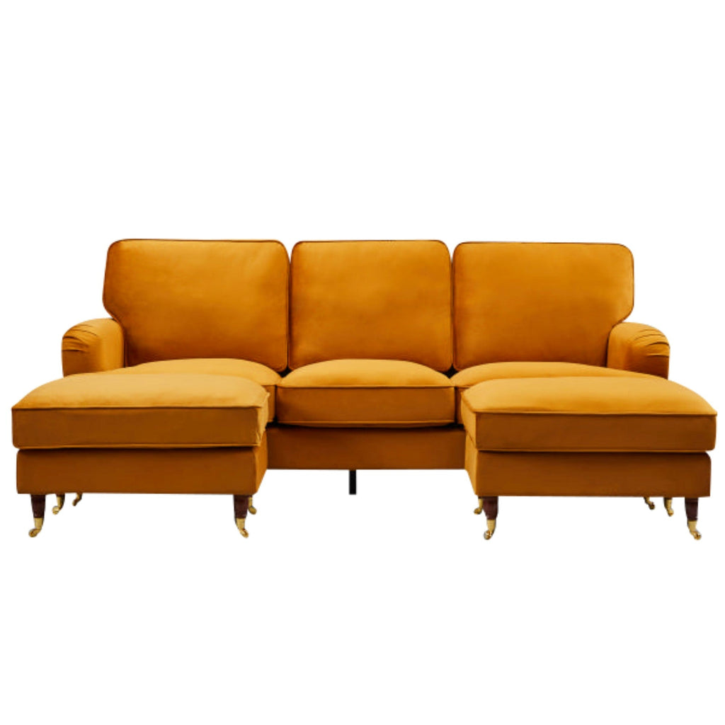 Burnt Orange Velvet U Shape Sofa