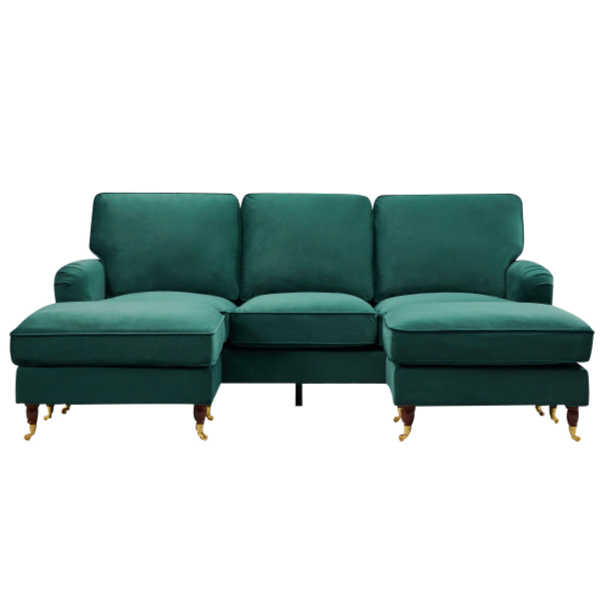 Forest Green Velvet U Shape Sofa