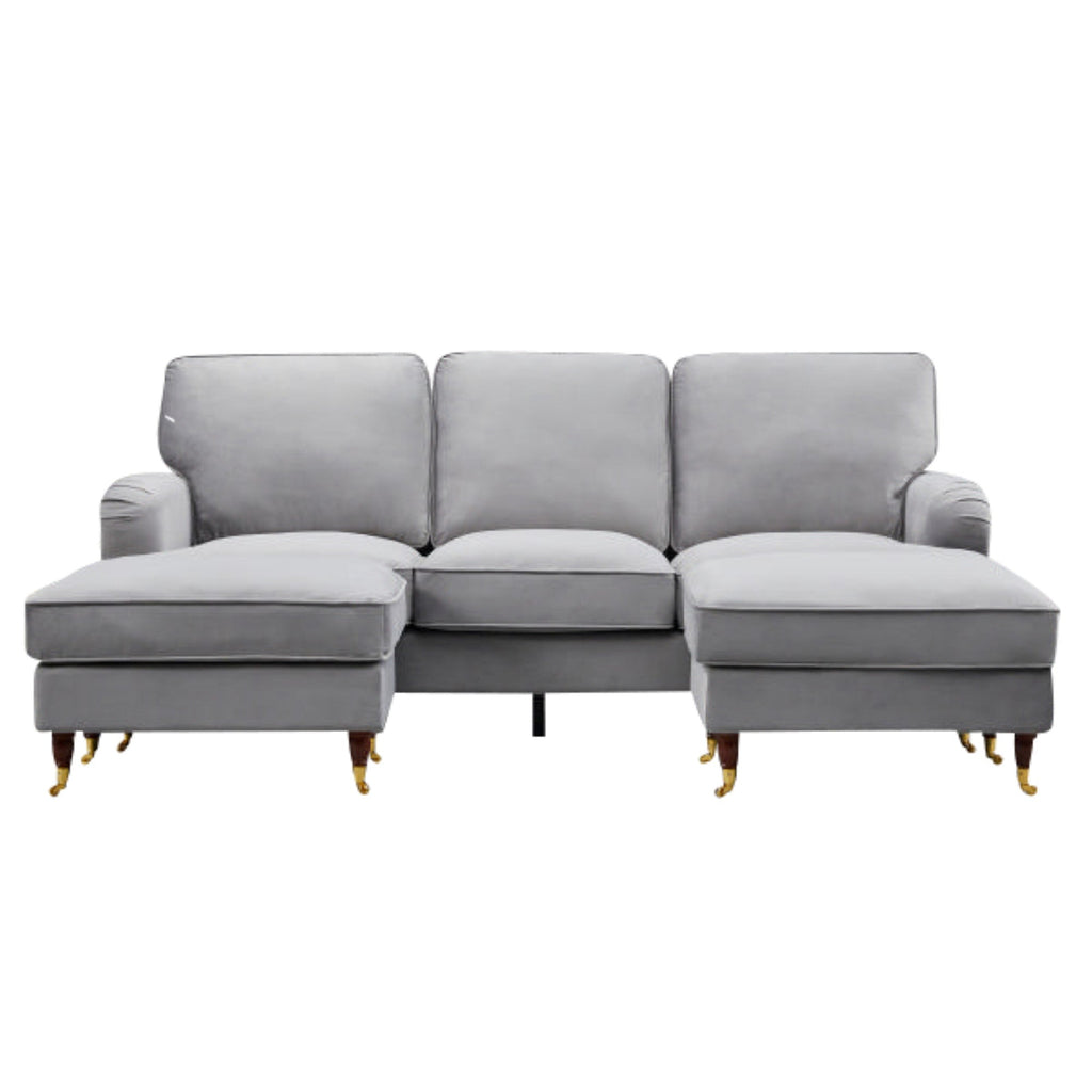 Grey Velvet U Shape Sofa