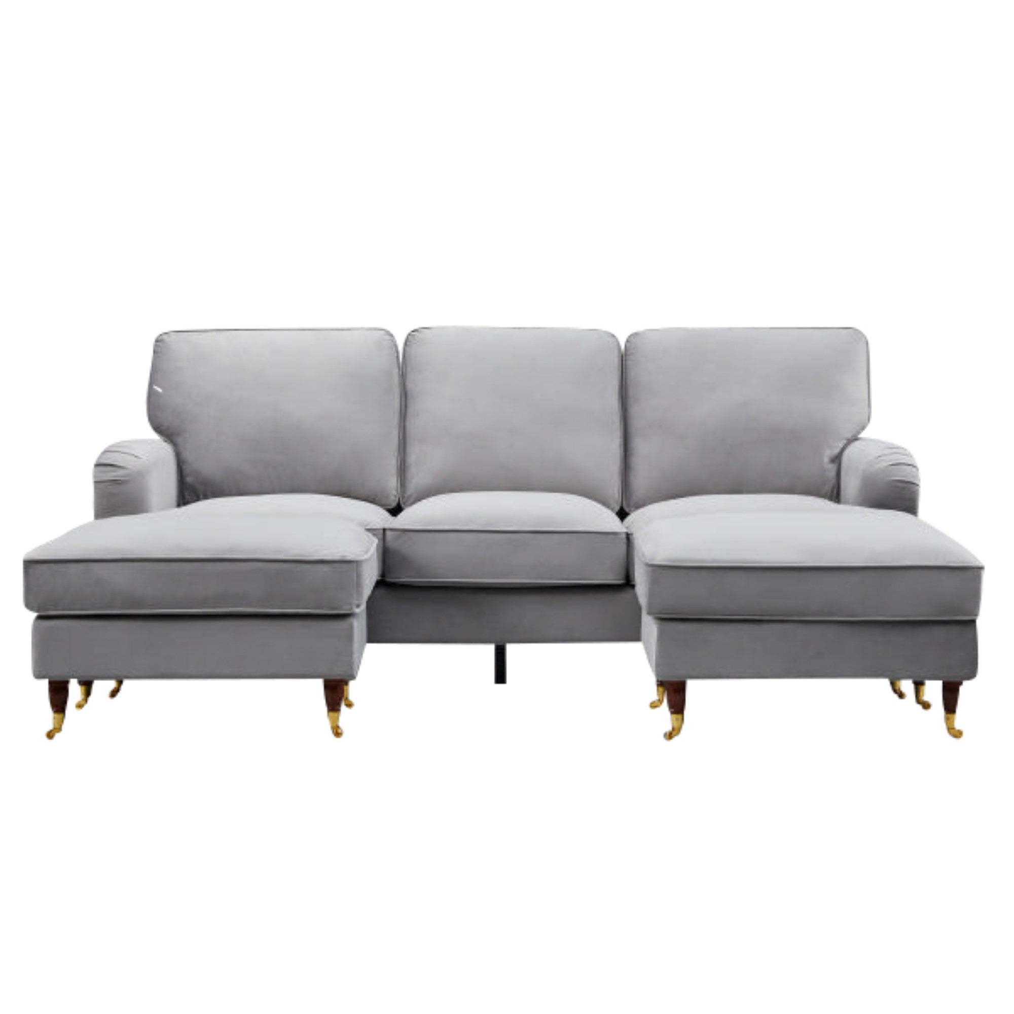 Grey Velvet U Shape Sofa