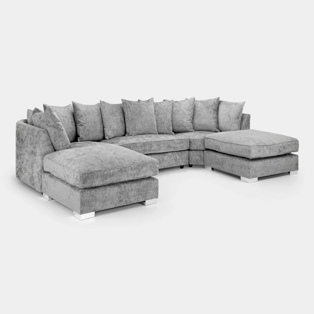 DFS SCS SOFOLOGY U-Shape Sofa In Platinum Scatter-back Model