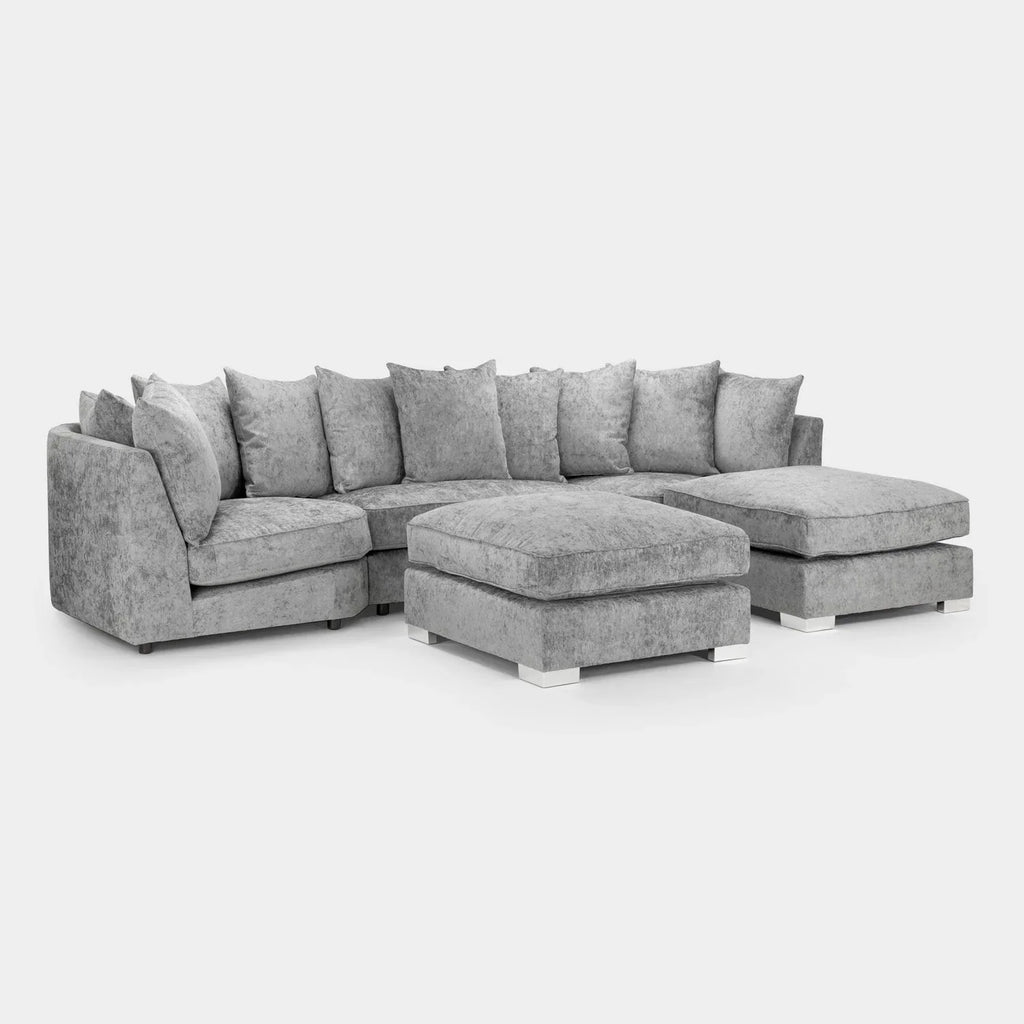 DFS SCS SOFOLOGY U-Shape Sofa In Platinum Scatter-back Model