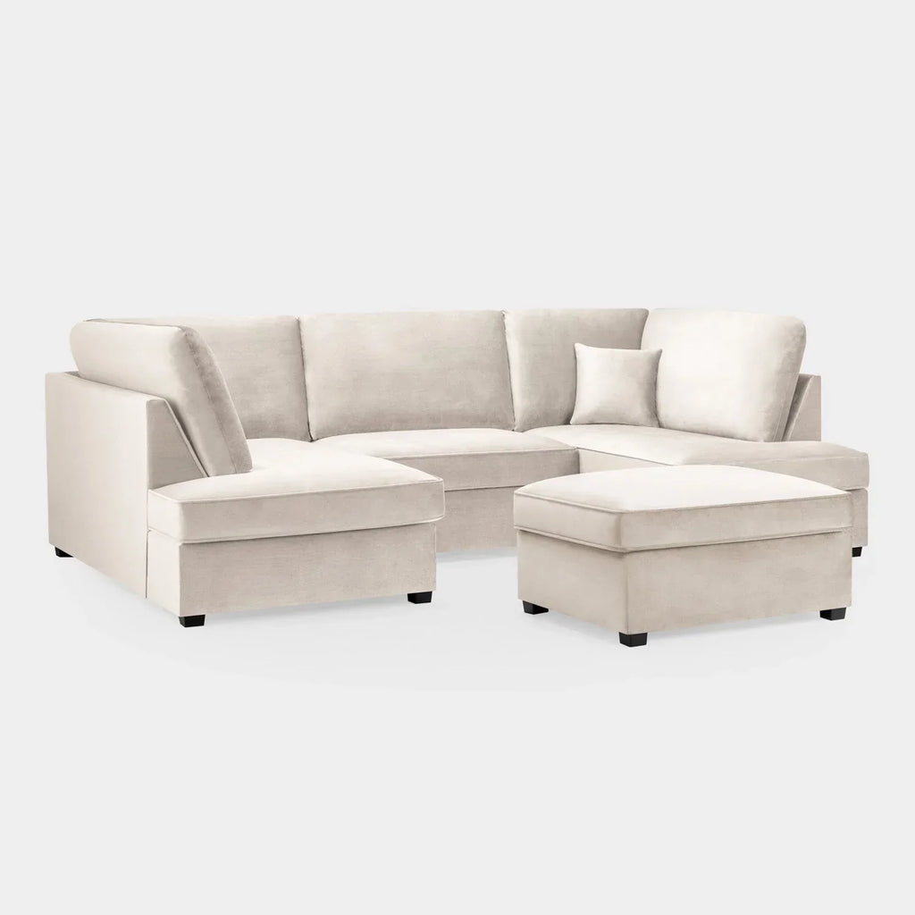 Carnaby Cinema U-Shape Sofa In Plush Velvet Beige