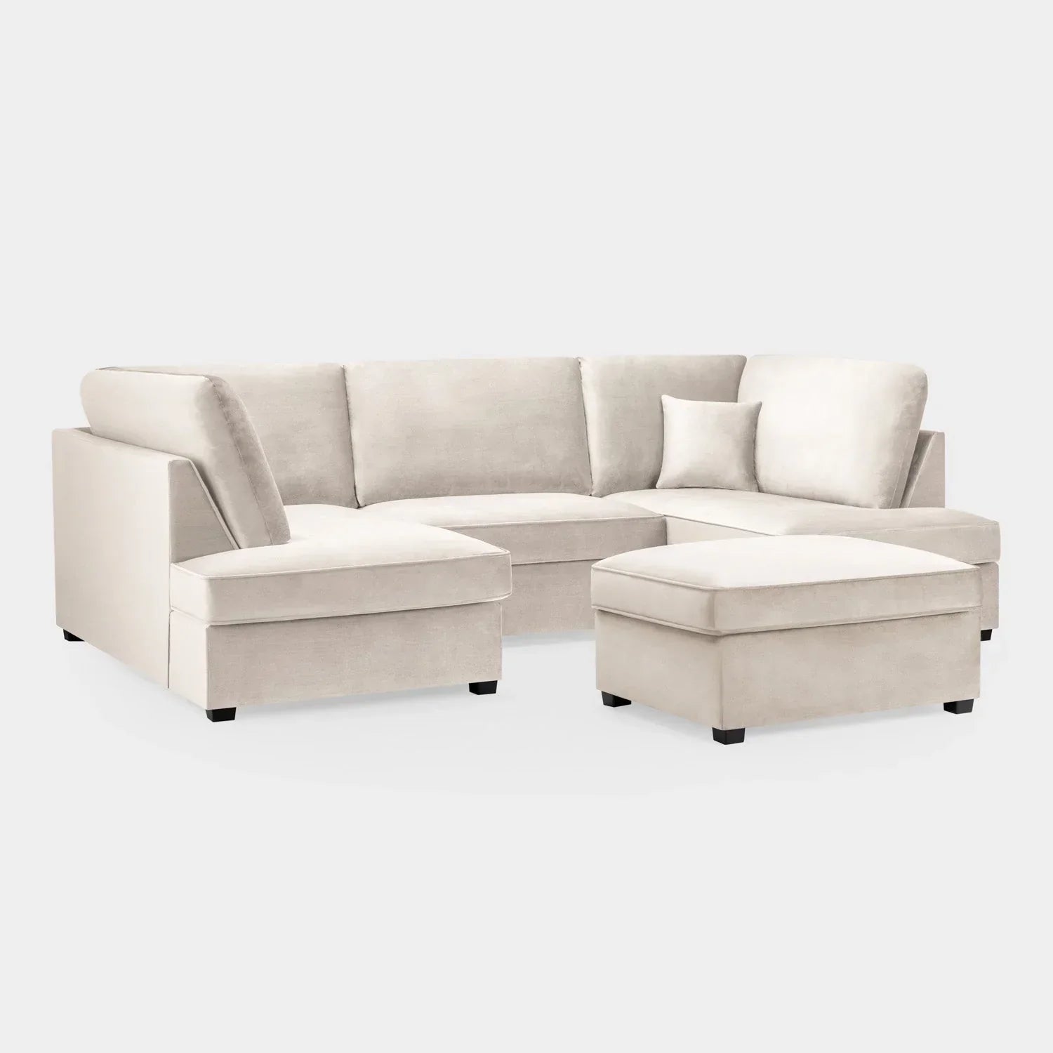 Carnaby Cinema U-Shape Sofa In Plush Velvet Beige