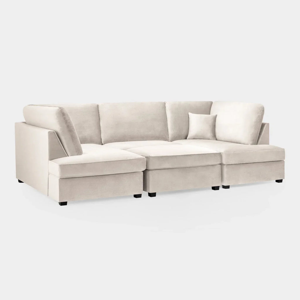 Carnaby Cinema U-Shape Sofa In Plush Velvet Beige