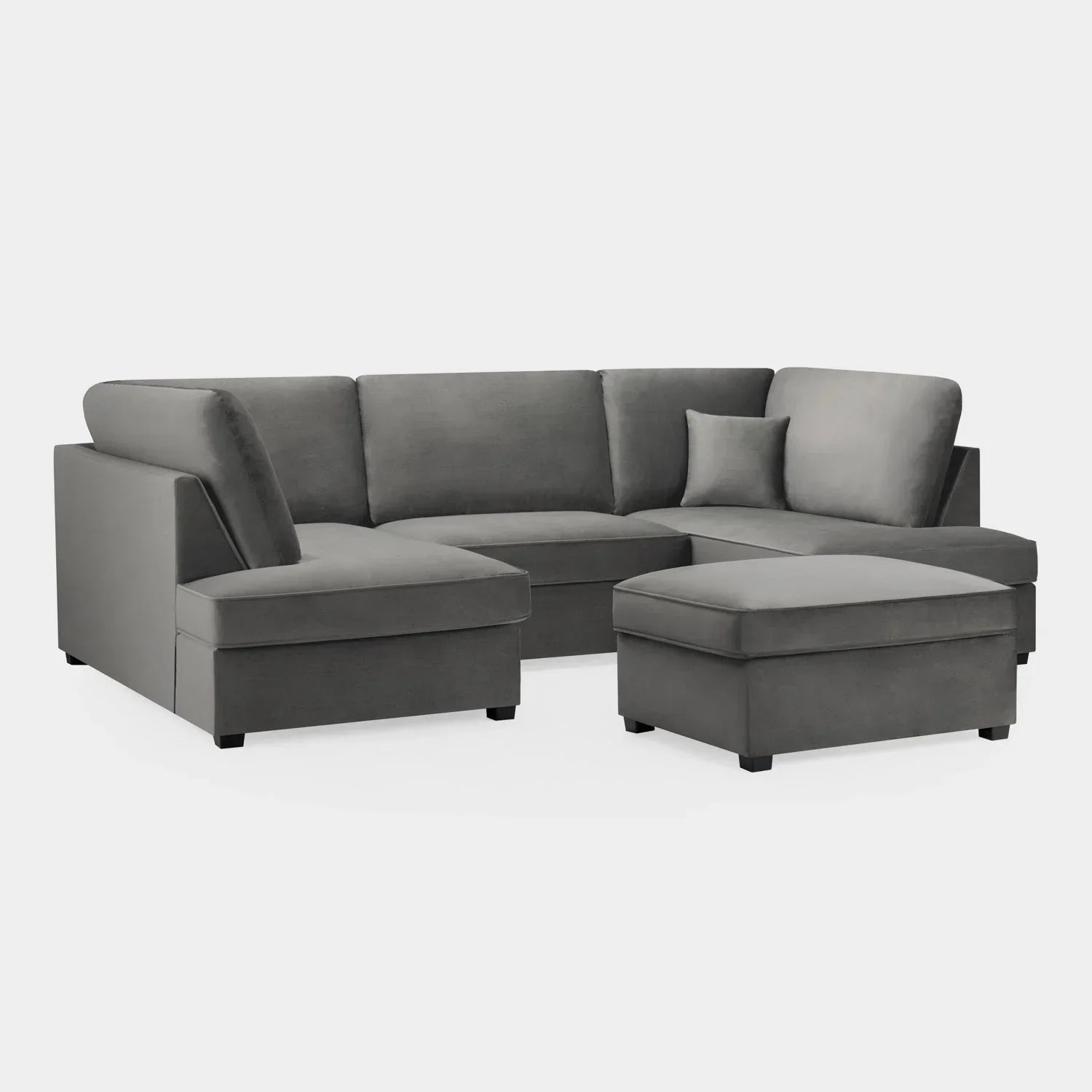 Carnaby Cinema U-Shape Sofa In Plush Velvet Grey