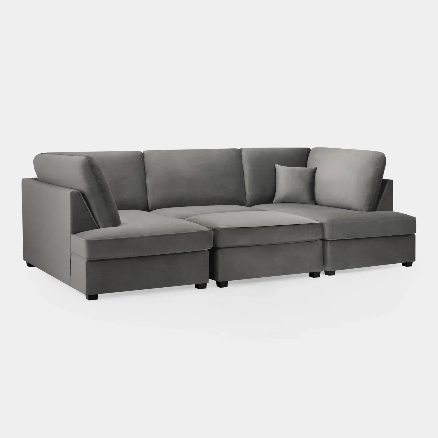 Carnaby Cinema U-Shape Sofa In Plush Velvet Grey