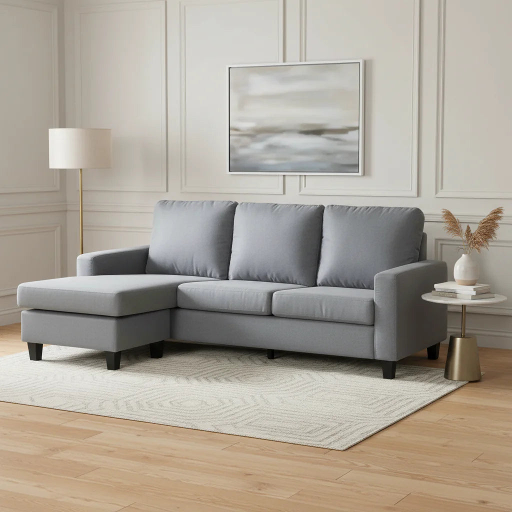 light grey fabric universal corner sofa